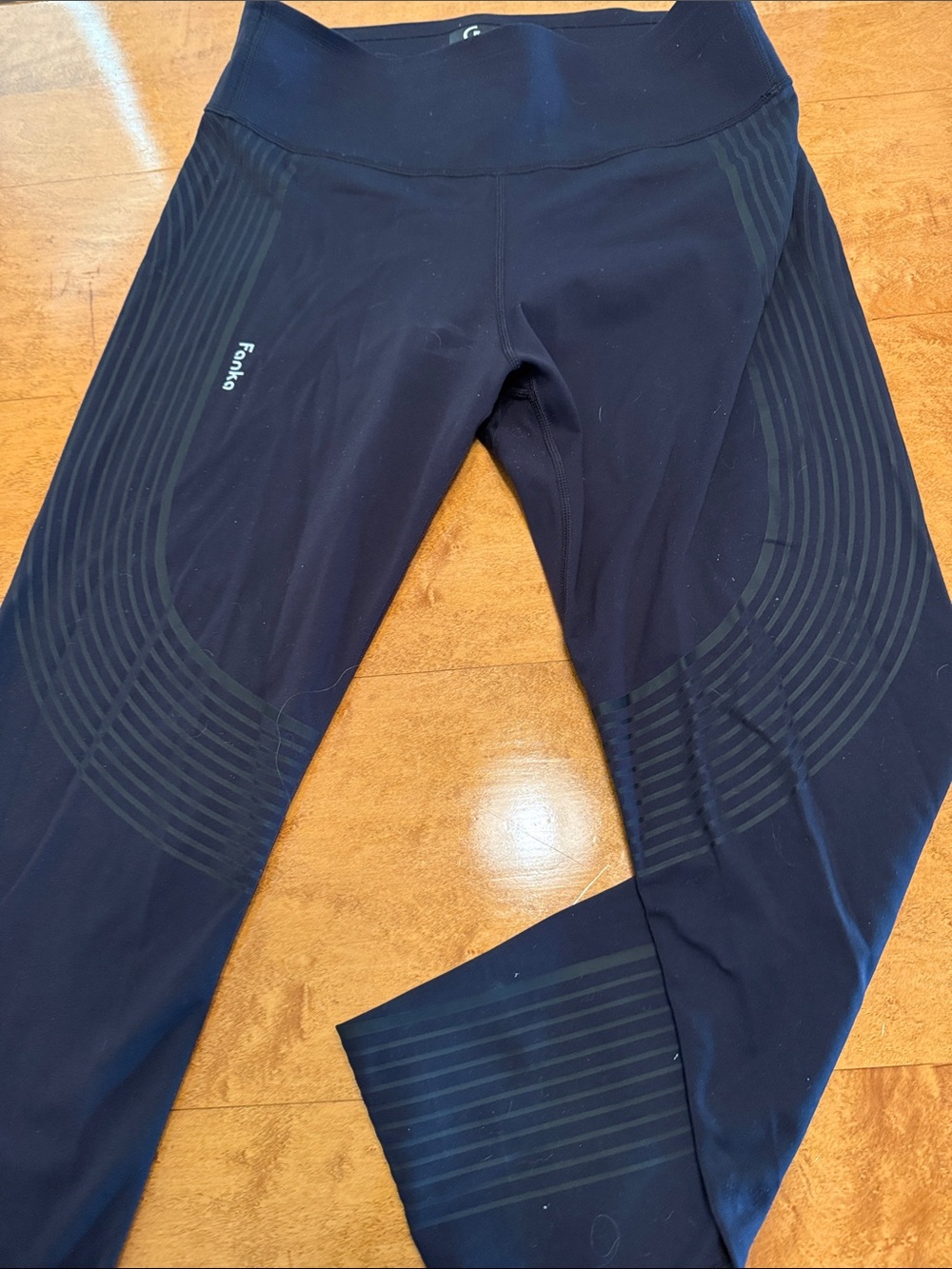 Fanka Compression Black Seam-Detail High-Waist Leggings SZ XL in Black